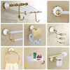 Bathroom Accessories Corner Shelf Paper Holder,Towel Holder,toilet Brush Holder Towel Rack, Gold and White bathroom Hardware