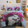 Husky Dog Bedding Set King Queen Size Funny Pet Puppy Duvet Cover for Kids Boys Girls Cute Animal 2/3pcs Polyester Quilt Cover