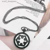 Карманные часы New Fashion Empire Badge Quartz Pocket Es Black Pendant Unisex с ожерельем FOB Chain CF1045 Y240410