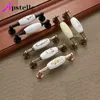 Apstelle Zinc Ceramic Kitchen Drawer Pulls Wardrobe Furniture Handle Vintage Flower Cabinet Cupboard Hardware Ivory White Bronze