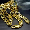 18k gelbgold gefüllt Herrenfamilienkette Halskette Curb Chrismas Geschenk N312 50 60 70 cm200k