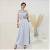 Vêtements ethniques Satin blanc sous Abaya Slip Robe Dubai Muslim porte des robes intérieures sans manches pour les femmes