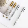 1 adet metalik su geçirmez kalıcı boya işaretleyici kalemler altın ve gümüş çizim işaretleyici el işi kalemi