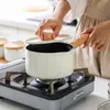 Ensemble de cuisson antiadhésive Cuisine épaissie Pot de soupe à fond plat Pan à lait à poignée en bois Pot-cuire à cuiseurs Ustensiles