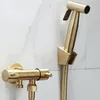 Handgehaltenes Bidet Sprühgerät Douche Toilettenkit Pinsel Gold Shattaf 304 Sus Kupferventil -Set Wasserhahn -Set