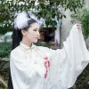 Romantiska vita fjäder Barrettes Hårklämma för kvinnor handgjorda kinesiska traditionella Hanfu hårtillbehör hårnål huvudbonad