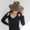 Women Winter Fedora Hat Wide Brim Panama Hats Frim Flat Wool Wedding Party Church Stage Performance Wholesale 240410