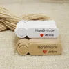 3.0cm 200PCS round handmade with love Kraft Paper Hang Tags+200PCS Hemp Strings garment Luggage Labels Mark gift paper tags