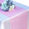 5st Wedding White Organza Tabler Runners Tracke Cover Stol Sash Party Pink Teal Decor Birthday Banket Table Flag 30x275cm