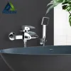 Rozin Chrome Bathtub Ducha Ducha Daucet Negro Mundial Montada Medernas Grudetas de baño Duchador de una sola manija del grifo de grifo de grifo