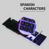 Combos USB Wired Spanish teclado Mouse Combo 105 Chaves Backlight Keyboard Kit ergonômico de mouse com plugue e reprodução suspensos