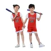 Soccer Jerseys Children's Fake Two-piece Short Sleeve Quick Drying Basketball Suit for Boys Girls Children Primary School Students Performance Training Clothes