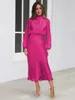 Casual Dresses On Sale Clearance 2024 High-end Satin Long Sleeve Loose Dress Elegant Temperament Women's Evening