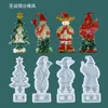 2024 DIY Conjunto de Natal Resina Molde de silicone árvore de natal boneco de neve transparente resina epóxi ornamentos para decoração caseira