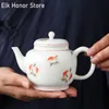 170 ml Retro Handmade Witte Peach Art Teapot White Jade Porselein Kung Fu Tea Master Potten met Strainer Huishoudelijke Teaware Gifts