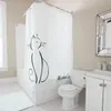 Miyav Meow Minimalist Modern Siyah ve Beyaz Kedi Duş Perdesi Banyo Perdesi Banyo Perde Ev Dekoru Perde L220cm