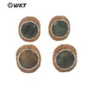 WT-R499 WKT Design Flashy Round Facetted High Quality 18K Gold Bezel Rhinestone Around Labradorite Stone Ring 10st 240403