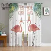 Flamingo kaktus pozostawia zasłonę tiulową do salonu sypialnia na balkon Sheer Curtain Nowoczesne domowe zasłona tiulowe