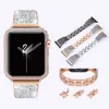 Cinta de faixa de glitter de luxo para banda de relógio Apple 41mm 40mm 38mm 45mm séries 8 7 se 6 5 4 3 Bling Crystal Bracelet para iwatch women