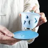 180 ml ręcznie malowana bambusowa ceramiczna okładka miska Suet Jade sancai herbata miska słodka biała porcelanowa gaiwan herbata herbaty podarunkową