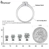 Anillos de banda Bamaer Ring de Mosonita para mujer 925 Card de anillo de compromiso platino platino de plata esterlina 4 Prongs Eternal Band J240410