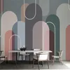 Özel 3D Zelfklevende Behang Muurschildering Modernne Eenvoudige Retro Özet Geometrische Lijnen Woonkamer Achtergrond Ev Dekor
