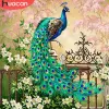 Huacan 5D Pintura de diamante Peacock Diy Mosaico Flor Full Square/Redonde Diamante Diamante Decoración del hogar Animal