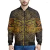 Giacche da uomo maschile stampato 3D Dragonfly Zipper Uomo Vintage Animal Graphic Spazza per bomber casual Bomber Cannicencella