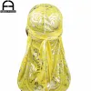 UNISEX Floral Print Men Women Silk Durag Summer Bandanas Long Tail Du Du Copertura per capelli Copertina Capo.