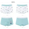 4 Pcs High Quality Childrens Underwear for Kids Cartoon Cat Shorts Soft Cotton Underpants Boys Teenage Striped Panties 4-16T 240329