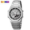 Wristwatches SKMEI 1816 Business Quartz Watch For Men Sport Stainless Steel Digital Dual Display Waterproof Clock Reloj Hombre