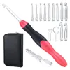 15pcs Rubber Handle Crochet Hooks 2-10mm LED Light Crochet Knitting Needles Set With Case & 1pc Wrench & 1pc USB Charging Cable