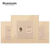 Wired Telefonschnittstelle, Cat5e PC -Internet -Outlets, Kabel -Satelliten -TV -Datenanschluss, Luxus -Gold -Doppelportdaten weibliche Outlets