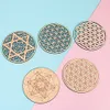 Chakra Flower of Life Natural Symbol 7 Soorten houten ronde randcirkels gesneden onderzetter voor steenkristallen set diy decorgenezing