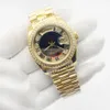 Mens Sports Watch Series 36 мм золотые римские цифры с большими бриллиантами цифровые цифры Sapphire Glass Автоматическое движение Watch298f