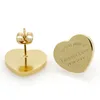 Partihandel Kvinnor Rostfria smycken Turn To Heart Stud Charms Earring 10mm 14mm Silver Gold Rose Gold Forever Love Jewelry