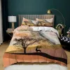 Animal Duvet Cover Set 2/3pcs Hirsch Herbst Waldblätter Bettwäsche Set Wildtiere für Teenager Königin Kingsize