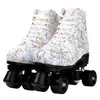 2023 Quad Roller Skates Kvinnor Vuxen Nybörjare utomhus Slidkvalitet Mikrofiber Pu Leather Abec-5 Pu 4 Wheels Skating Flashing