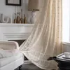 Curta de janela de malha bege bohemia malha para a sala de renda de renda branca para quarto boho retro crochê pura cortina