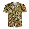 Men's T Shirts Summer 3D Printing Leopard Print O-Neck Short-Sleeved Sports Casual T-Shirt