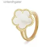 High Dead Vancefe Brand Designer Rings for Women High Edition 18k Champagne Gold CNC Gold Gold Steel Clover Ring Ring Red Agate Senior Brand Logo Designer Jewelry