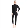 2pcs Muslim Women Conservative Swimsuits Burkini Modest Solid Color Long Sleeve Swimwear Bathing Beach Wear Full Cover Swimming