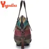 Yogodlns Canvas Striped Womens Handbag Patchwork Rainbow Shoulder Bag Fashion Female Casual Crossbody Sac a Main 240410