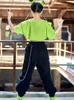 2022 Sommer Hip Hop Tanz Kostüm Kind Kurzärmelte Crop Tops Schwarze HipHop -Hose Mädchen Jazz Tanz Performance BL8182