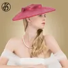 FS Church Hats Wide Brim Fascinators For Women Elegant White Kentucky Lady Bow Wedding Party Dress Fedoras 240410