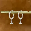 Boucles d'oreilles cerceaux KNB REAL 925 TRIANGE DE ZIRCON ROUNDE STANT STANT