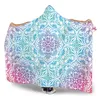 3D All Over Bohemian Rainbow White Hooded Blanket Adult colorful child Sherpa Fleece Wearable Blanket Microfiber Bedding