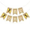 First Birthday Party Flag Bee en één drukklappen Banner Swallowtail Bunting Baby Shower Hangende Garland feestartikelen