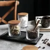 Japanese-style Glass Sealed Can with Bamboo Cover Tea Snacks Storage Jars Coffee Beans Storage Tank Home Kitchen Food Container