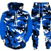 Heren tracksuits mannen camouflage printing hoodies set mode tracksuit 2 stuks sweatshirt jabbers suite casual kleding mannelijke herfst